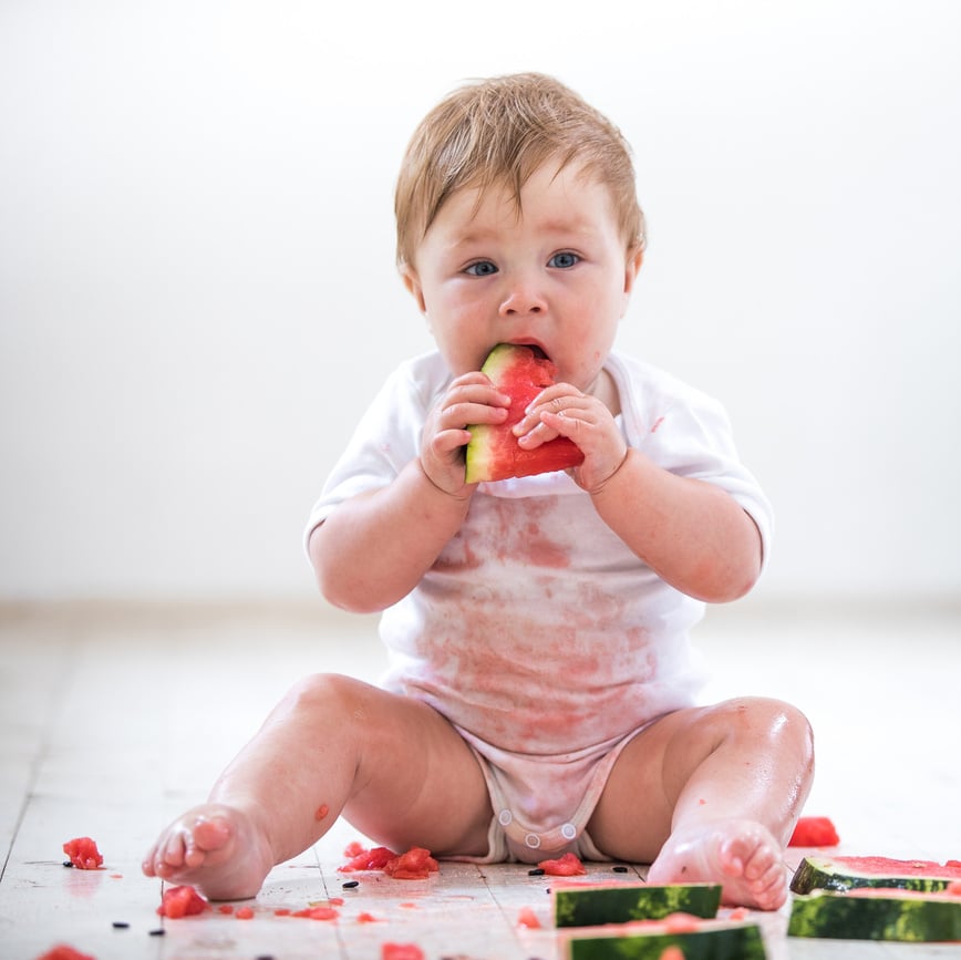 Baby Boy Eating Watermelon, Baby Led Weaning