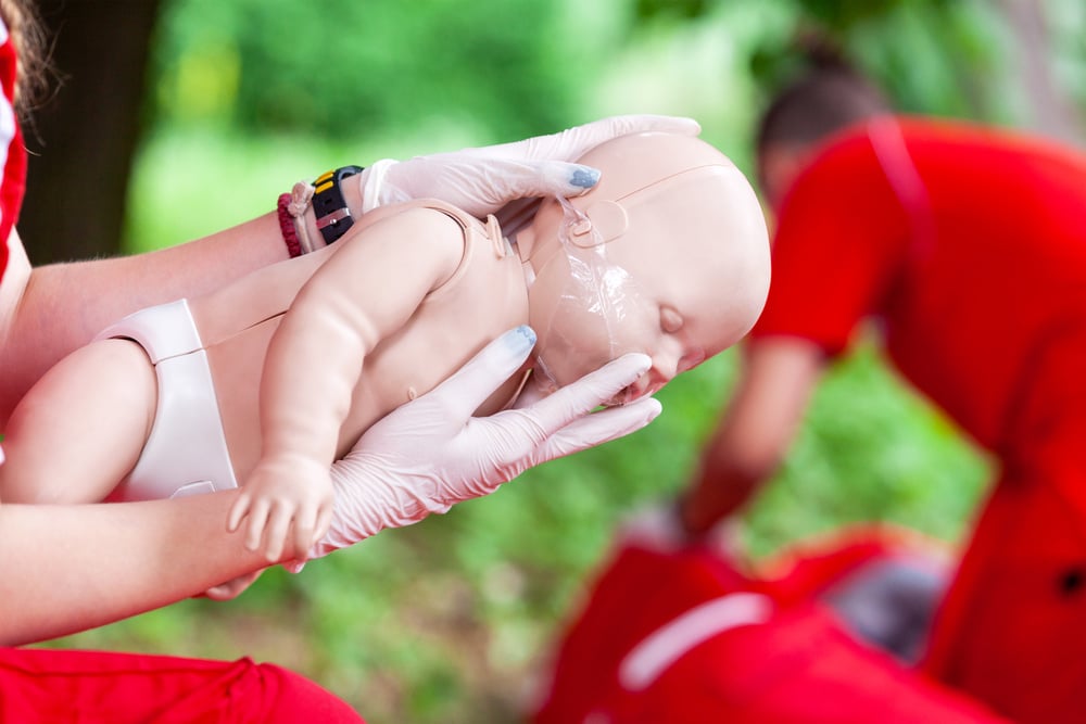 Baby CPR first aid training for choking